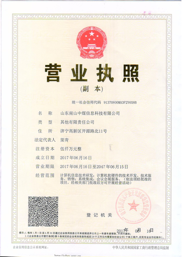 Our Shandong Nanshan Zhongmei Information Technology Co., Ltd. Formally Establishing